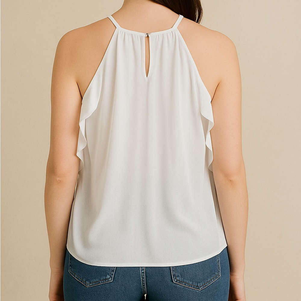Monteau White Ruffle Tank Top - Picture 2 of 6